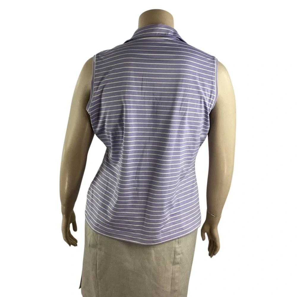 Nike Golf Purple Striped Sleeveless Polo Top XL